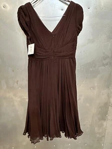 Suzi Chin for Maggy Boutique Dress Womens Sz 8 Chocolate Silk Blend Lined Casual - Picture 1 of 10