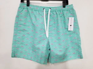 Southern Proper Southern Swim 5.5 Retro Wave Swim-trunk Sz Med - Caribbean Green - Picture 1 of 5