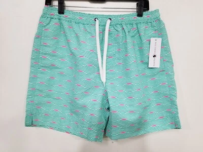 Southern Proper Southern Swim 5.5 Retro Wave Swim-trunk Sz Med - Caribbean Green - Image 1 of 4