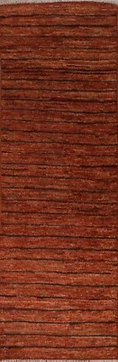 Striped Moroccan Oriental 10 ft Runner Rug Plush Wool Hand-knotted 3x10 - Image 1 of 4