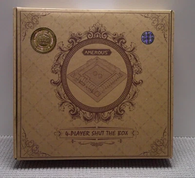 AMEROUS 1-4 Players Shut The Box Dice Game Classic 4 Sided Wooden Board Game - Image 1 of 4