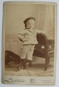 Arlington, Ma. 1889 Cabinet Photograph Boy in Uniform with Chair - Litchfield  - Bild 1 von 3