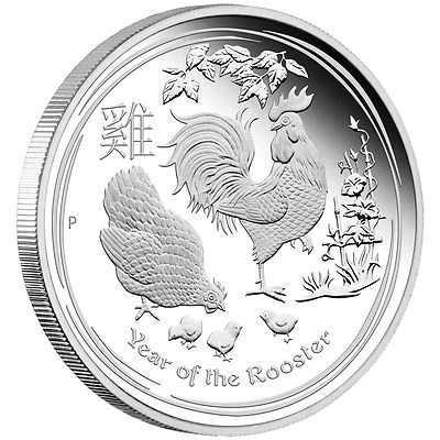 2017 Australia PROOF Lunar Year of the Rooster 1oz Silver $1 Coin w/ COA - Image 1 of 4
