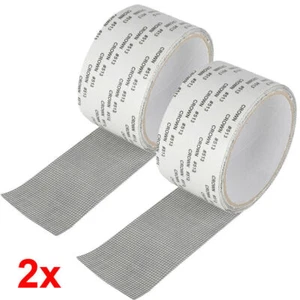 2x Window Screen Repair Patch Adhesive Fiberglass Mesh Hole Repaire Tape Gray 2M - Picture 1 of 8