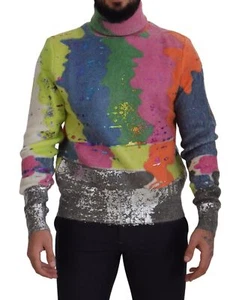 Dolce & Gabbana Multicolor Turtleneck Pullover Mohair Men's Sweater Authentic - Picture 1 of 5
