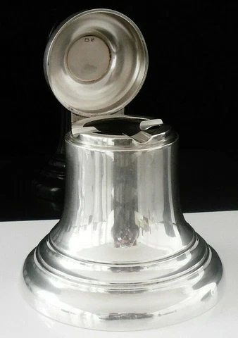 Sterling Silver Ash Tray, Large Novelty Bell, Birmingham 1931, Turner & Simpson Cover