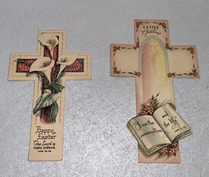 VINTAGE EASTER DIE CUT CROSS BIBLE BOOKMARK LOT OF 2 Warner Gibson-Norwalk - Picture 1 of 6