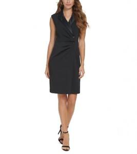 New $139 DKNY  Women's Knee Length Sleeveless Collared Sheath Dress A4614