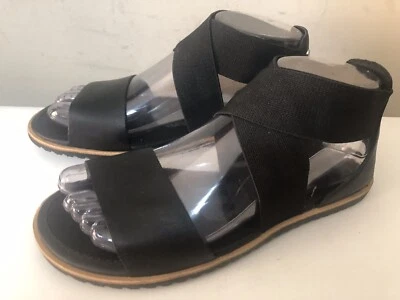 Sandalia Sorel Ella III de cuero negro con correa cruzada nueva sin caja para mujer talla 7,5” Foto 1 de 4