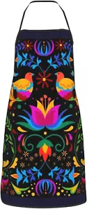 Mexican Floral Aprons, Waterproof Adjustable Mexican Apron for Kitchen Bbq with - Picture 1 of 12