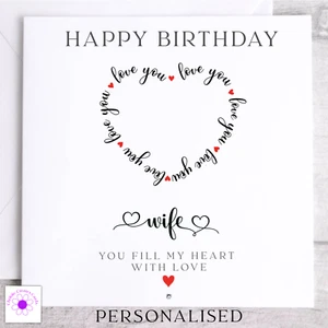 Personalised Birthday Card Wife Girlfriend Fianceé - Picture 1 of 7