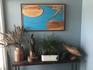 La cadena de las Aleutianas en AK - Mapa costero - Mapa de madera cortada con láser | Arte de pared - Imagen 1 de 8