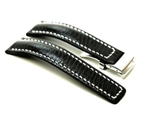 fits BREITLING Navitimer watch strap Leather band handmade 24/22mm Buckle Clasp - Picture 1 of 4