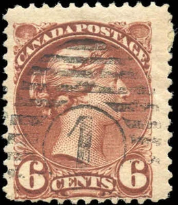 Used Canada F Scott #43 6c 1888-91 Small Queen Issue Stamp - Foto 1 di 2
