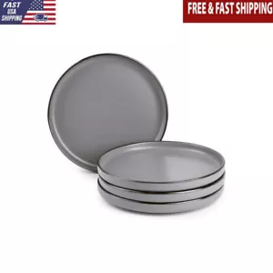 Modern Stoneware Round Salad Plates 4 Pack Dishwasher Microwave Freezer Safe New - Picture 1 of 5