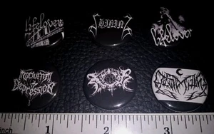 6 DSBM Button Pins Badges Brooch Lot Set Black Metal Lifelover Xasthur - Picture 1 of 1