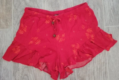 Miss Me Size S Boho Red Shorts Elastic Waist Draw String Ruffles Comfortable  - Image 1 of 4