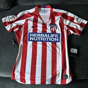 Camiseta de fútbol Nike Athletico Madrid para mujer mediana nueva calce ajustado a rayas rojas nueva con etiquetas - Imagen 1 de 6