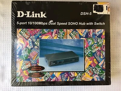 D-Link DSH-5, 5-port 10/100Mbps Dual Speed SOHO Hub With Switch, New In Box - Image 1 of 2