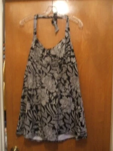 Lands End Halter Corbata Natación Top Vestido Con Aros Sujetador Copas Negro Blanco Floral 18 - Imagen 1 de 17