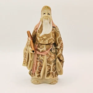 VTG Japanese Carved Resin Jurojin Figure Shichifukujin God Longevity and Wisdom - Picture 1 of 24