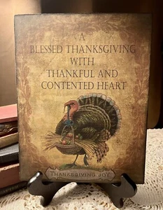Blessed Thanksgiving Turkey, Rustic, Prim  Handcrafted CANVAS Sign - Picture 1 of 3
