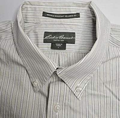 Men's Eddie Bauer Long Sleeve Relaxed Fit Striped Button Up Shirt Large - Image 1 of 2