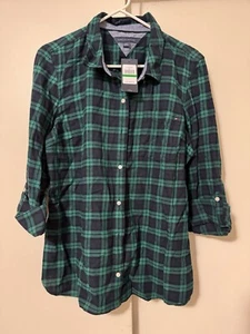 NWT Tommy Hilfiger Green Plaid Cotton Button Down Long Sleeve Heritage Shirt L - Picture 1 of 2