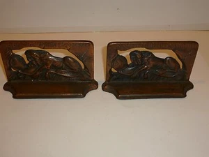 Vintage Copper-Tone Metal Lion of Lucerne Pair Bookends - Picture 1 of 8