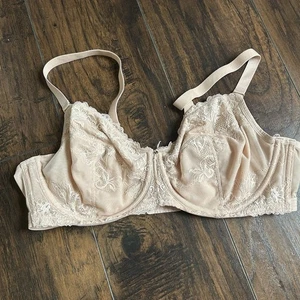 Cacique Unlined Underwire Demi Bra 42DD Beige Lace - Picture 1 of 7