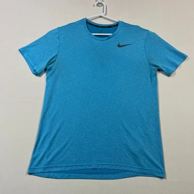 Nike Running Shirt Blue Dri-Fit Lightweight Gym Training Mens Medium M Flawed - Image 1 of 4