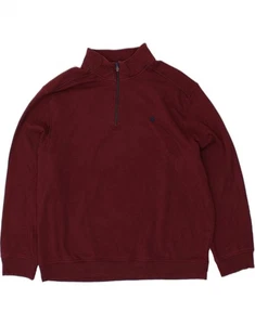 IZOD Mens Zip Neck Sweatshirt Jumper 2XL Maroon Polyester CI01 - Picture 1 of 3