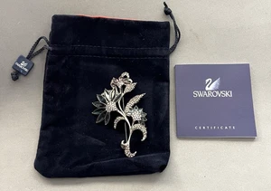 SWAROVSKI Pave Crystal Rhinestone Floral Garden Flower Pin Brooch Swan Signed + - Picture 1 of 9
