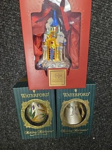 Waterford Holiday Erbstück Glas X 2 Glocke & Träne Tropfen Ornamente und Lenox Castle - Bild 1 von 6