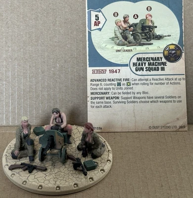 Dust Tactics 1947 Studio, Premium Mercenary Heavy Machinegun Squad, crew w/SMG - Image 1 of 4