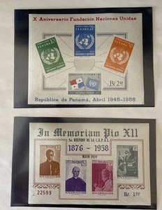 Panama Souvenir Sheets: United Nations (1955) & Death Of Pius XII (1958) - Picture 1 of 3