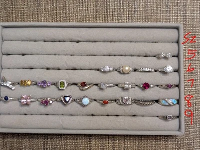 Lote de 24 anillos de plata de ley con varias piedras talla 5-9 Foto 1 de 4