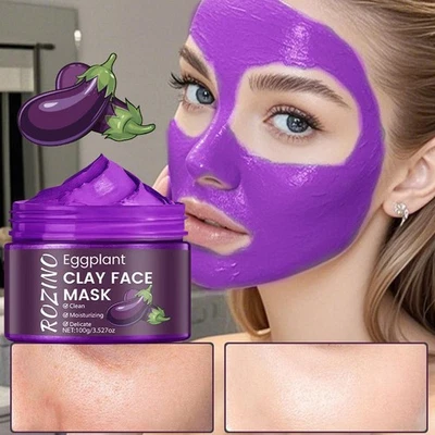 Natural Eggplant Cleansing Mud Mask Deeply Cleanses For All Skin D6L2 Types A4X9 - Image 1 of 4