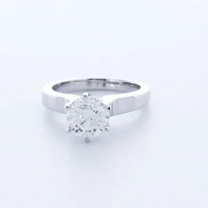 Anillo de compromiso solitario clásico de 14 k con diamantes naturales redondos de 2 quilates D SI2 - Imagen 1 de 7