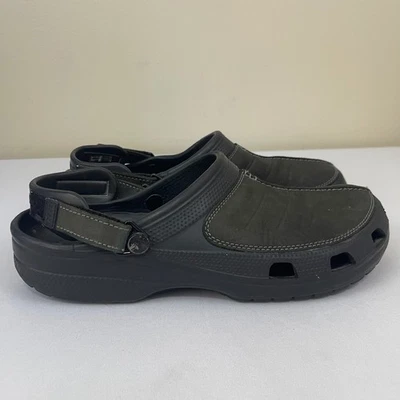 Zapatos zueco Crocs para hombre Yukon Mesa 12 negro gamuza cuero sin cordones 203261 Foto 1 de 4