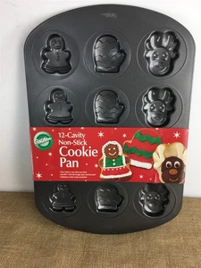 Wilton Navidad Vacaciones Hornear 12 Cavidades Guantes para Galletas + Sartén Antiadherente Nuevo - Imagen 1 de 8