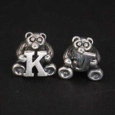 Plata de Ley - Lote de 2 Cuentas con Dije Pulsera "K&J" Oso de Peluche CHAMILIA - 1,5 g Foto 1 de 4