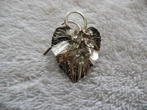 Vintage Carl Art Sterling Silver Leaf Floral Rhinestone Brooch Pin - Picture 1 of 4