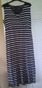 Ladies M&S Collection size UK18 navy/white striped maxi dress in VGC - Picture 1 of 8