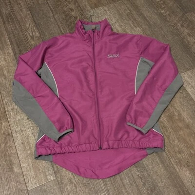 Jaqueta de esqui SWIX cross country feminina pequena com zíper completo concha macia rosa gola alta - Imagem 1 de 4