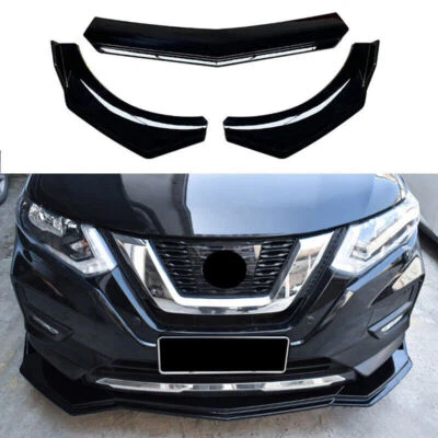 Parachoques delantero negro brillante para Nissan Rogue X-Trail 2017-20 alerón labial divisor Foto 1 de 4