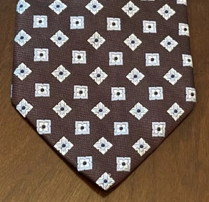 Cravatta da collo uomo Nordstrom marrone blu 100% seta made in USA - Foto 1 di 9