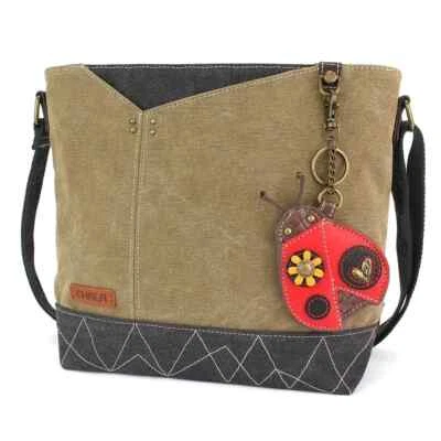 New CHALA PRISM Crossbody  Olive Green LADYBUG Coin Purse  Canvas Medium - Image 1 of 4
