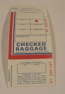 VINTAGE BRANIFF INTERNATIONAL CHECKED BAGGAGE TAG/STICKER- UNUSED - Picture 1 of 2