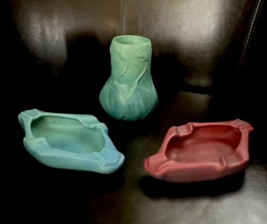 van briggle pottery Lot-3 PCs-2 Ashtrays-1 Vase - - Picture 1 of 1